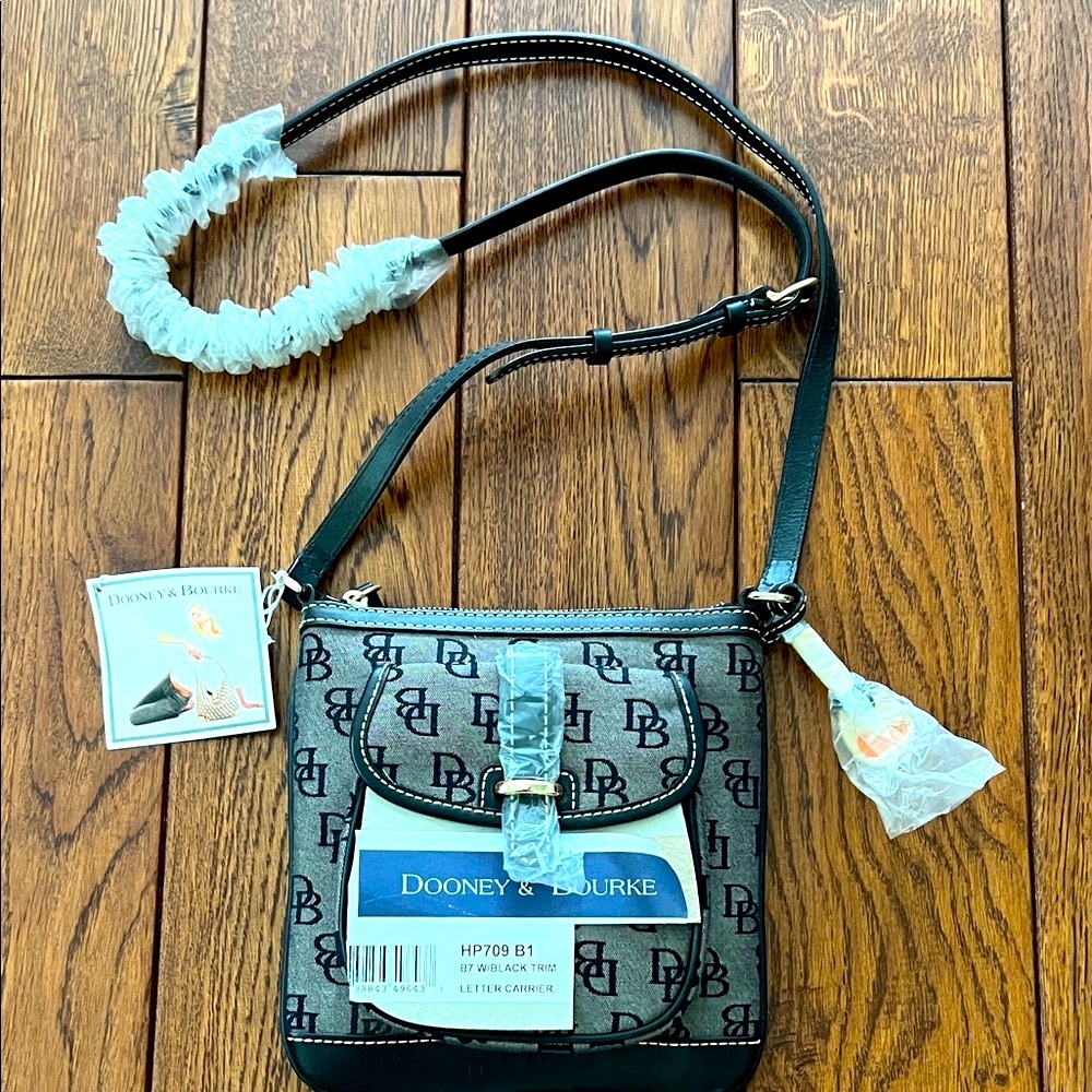 Dooney & Bourke Black and Gray Crossbody Bag Letter Carrier SALE!